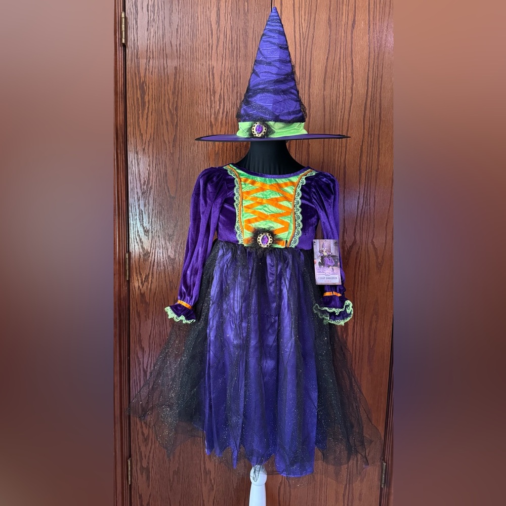 Enchanted Purple and Green Witch Costume for Kids Sz-5-6 NWT